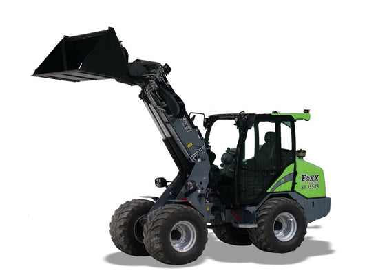 Foxx Loaders ST 355-TR Pro Attach   66 HP Kubota w/ 67" Loader Dirt Bucket