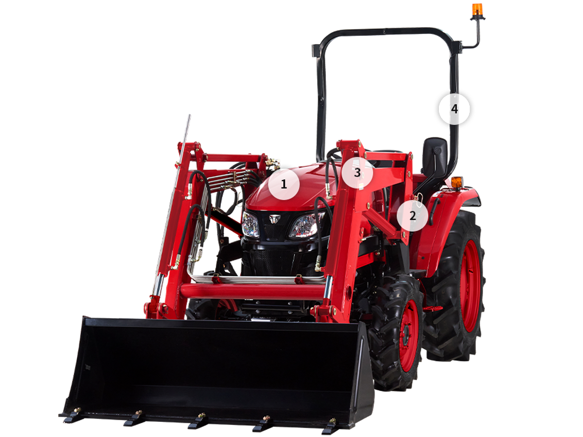 TYM T474HC Series 3 Compact Tractor 48.3 HP Engine, 2689.6 lb Hitch Lift Capacity